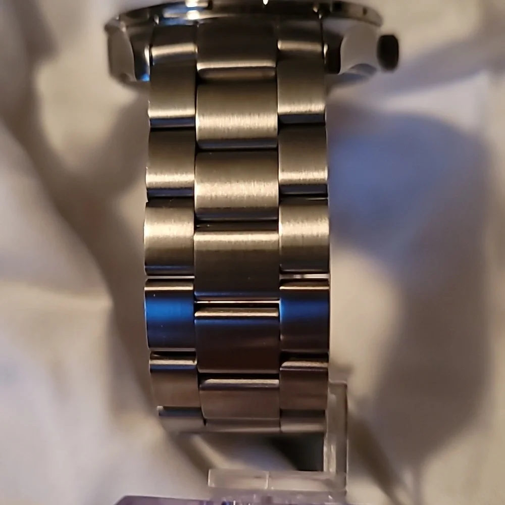Men's Nautica Sport N11019 Wrist Watch Chronograph Silver‎ Case & Band Like New